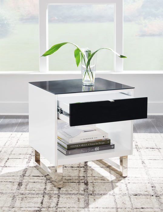 Gardoni - Rectangular End Table - White / Black