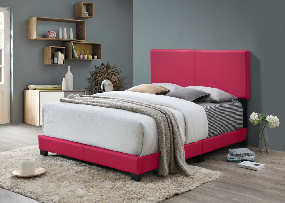 1 Piece Modern Beautiful Pink Twin Size Bedroom Platform Bed Frame PU Fabric