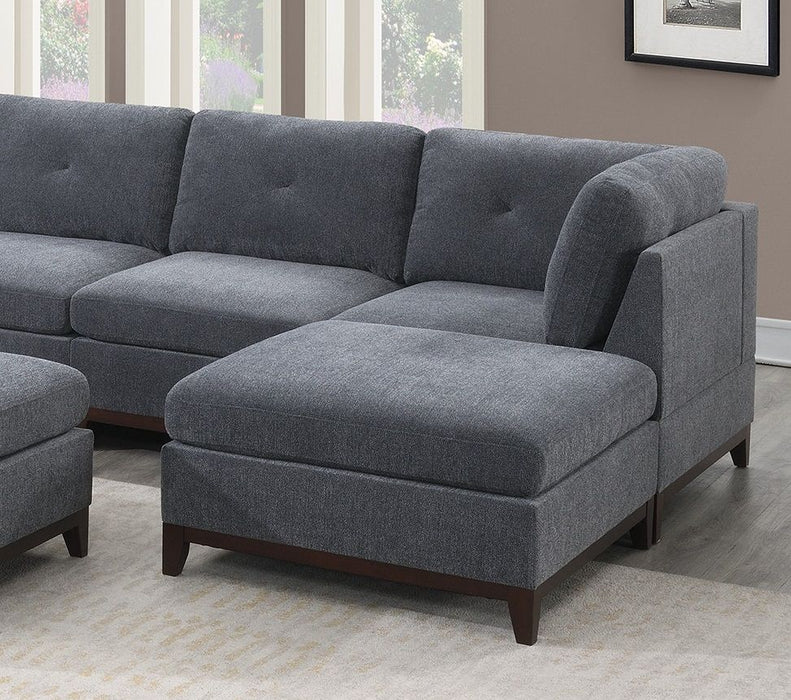 Ash Gray Chenille Fabric Modular Sectional 9 Piece Set Living Room Furniture Corner Sectional Couch 3 Corner Wedge 4 Armless Chairs And 2 Ottomans Tufted Back Exposed Wooden Base