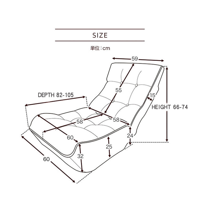 Single Sofa Reclining Chair Japanese Chair Lazy Sofa Tatami Balcony Reclining Chair Leisure Sofa Adjustable Chair - Gray