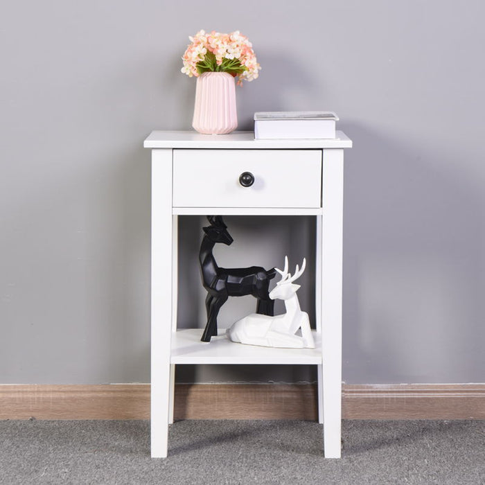 Bathroom Floor-Standing Storage Table With A Drawer - White