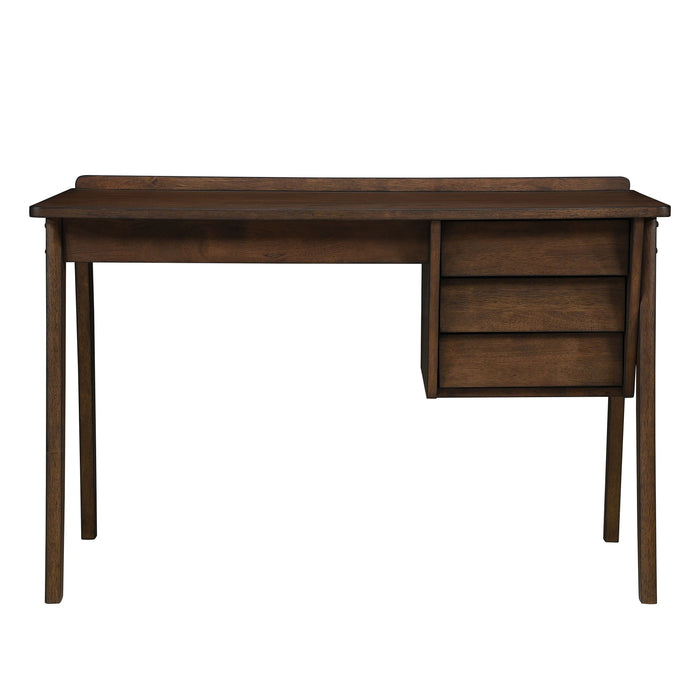 Modern Contemporary Solid Rubberwood 1 Piece Writing Desk Of 3 Drawers And Wood Framed Chair Gray Walnut Finish Furniture