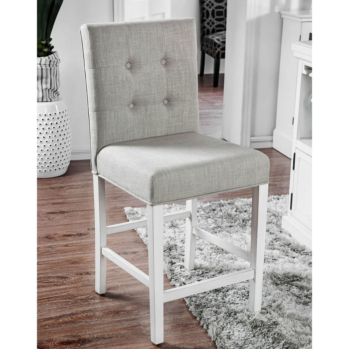 (Set of 2) Fabric Counter Height Chair In Antique White And Light Gray