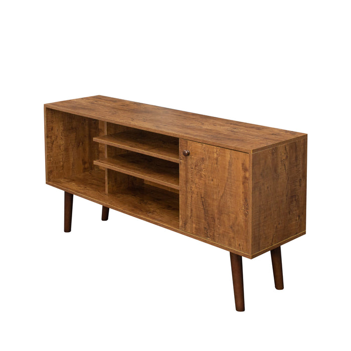 TV Stand Use In With 1 Storage And 2 Shelves Cabinet, High Quality Particle Board, Walnut