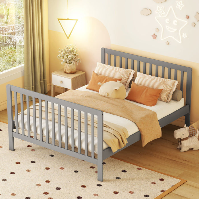 Convertible Crib/Full Size Bed With Changing Table, Gray