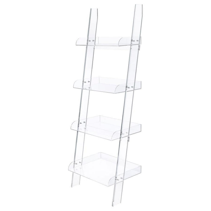 Amaturo - 4-Shelf Ladder Bookcase - Clear Unique Piece Furniture