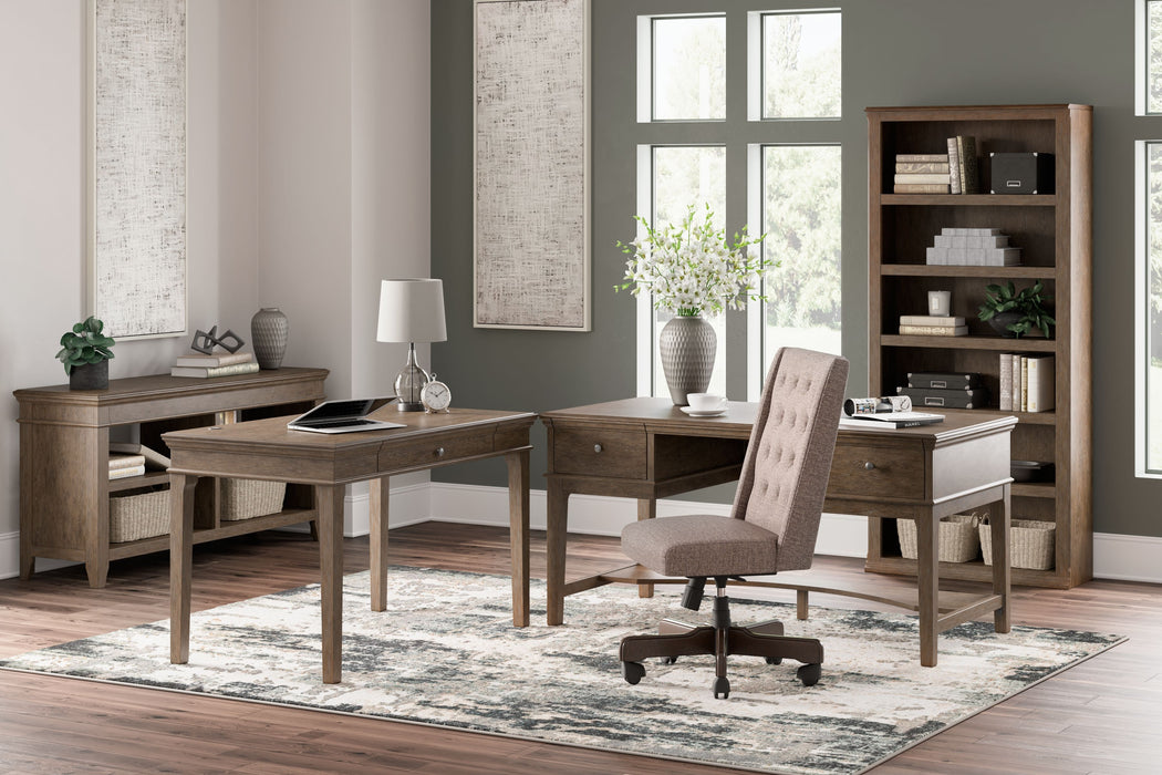 Janismore - Weathered Gray - Home Office Storage Leg Desk Unique Piece Furniture