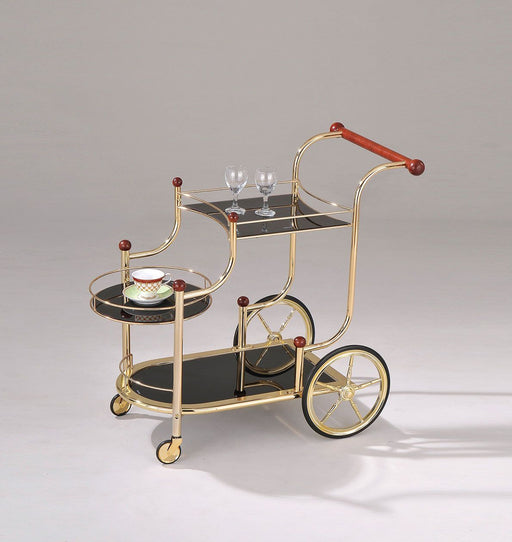 Lacy - Serving Cart - Gold Plated & Black Glass Unique Piece Furniture