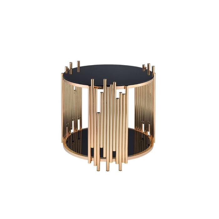 Tanquin - End Table - Gold & Black Glass Unique Piece Furniture