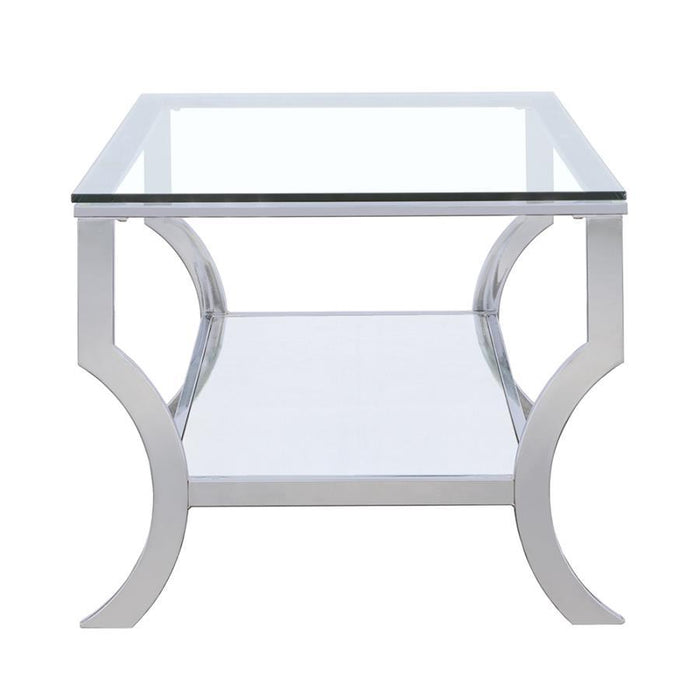 Saide - Rectangular Coffee Table With Mirrored Shelf - Chrome Unique Piece Furniture