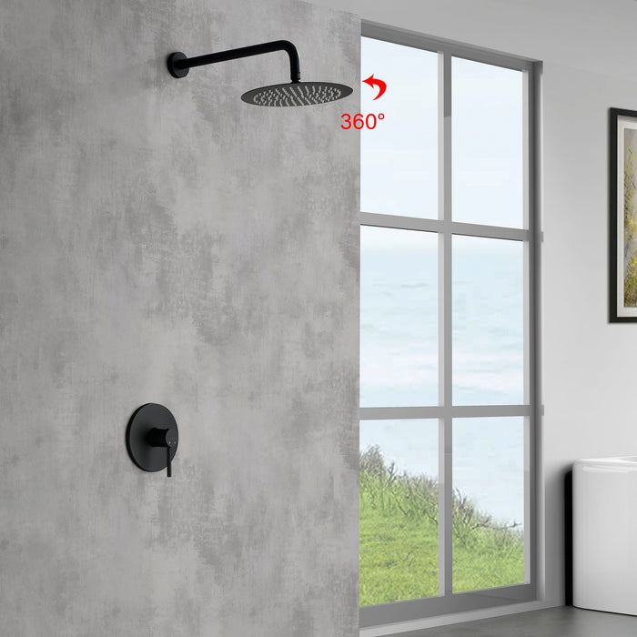 Complete Shower System With Rough In Valve - Matt Black