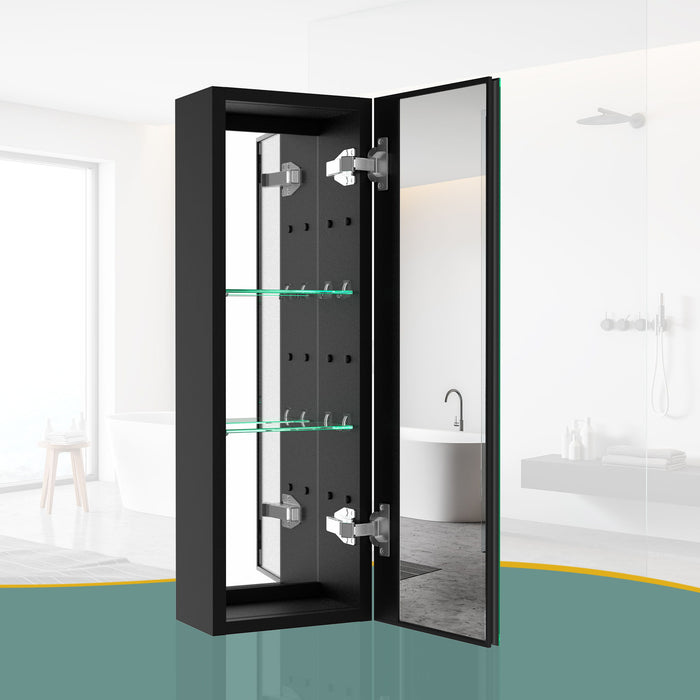30X10" Medicine Cabinets Bathroom Medicine Cabinet Adjustable Glass Shelves - Black