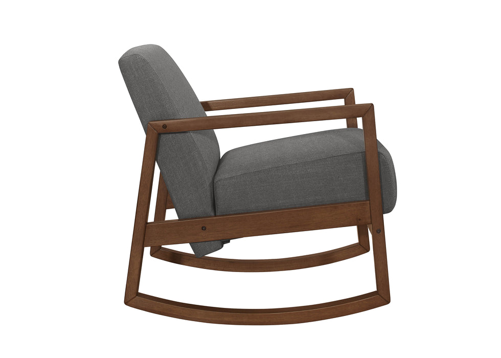 1 Piece Rocker Accent Chair Modern Living Room Plush Cushion Gray Soft Upholstery Hardwood Frame Elegant Style Comfort Relax