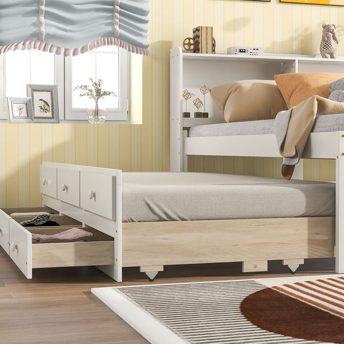 Full Bed With Bookcase - White