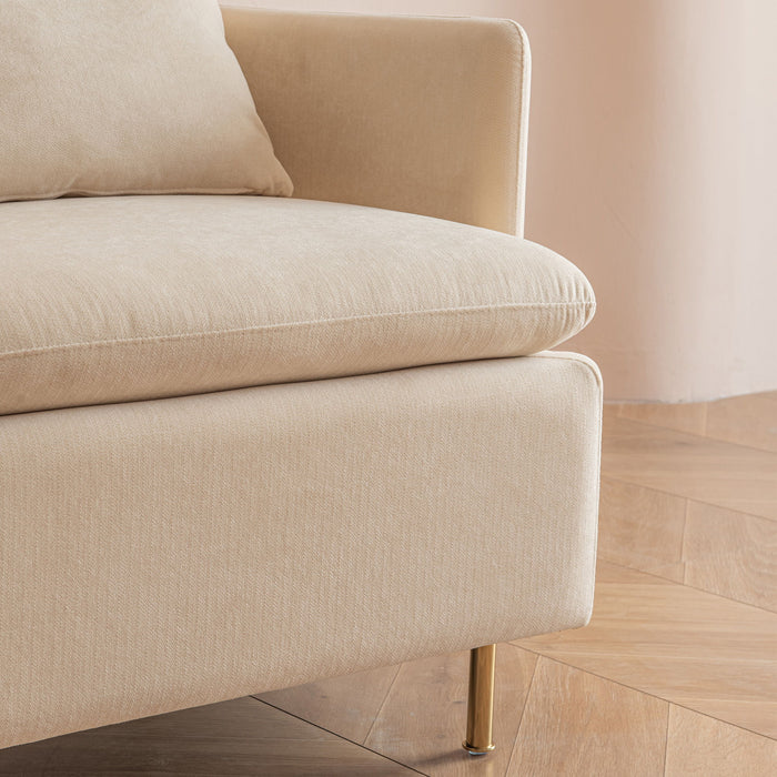 Modern Fabric Accent Armchair, Upholstered Single Sofa Chair, Beige Cotton Linen-30.7''