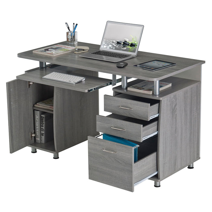 Techni Mobili Complete Workstation Computer Desk With Storage, Gray