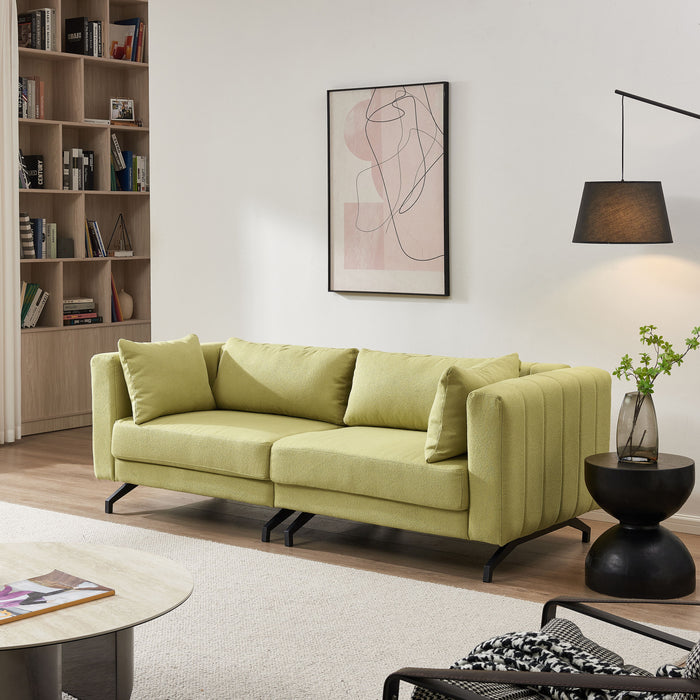 Living Room Sofa Couch With Metal Legs Light Green Fabric
