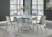 Irene - Round Glass Top Dining Table - White And Chrome Unique Piece Furniture