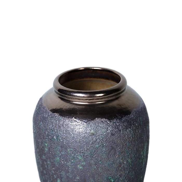 Vintage Smoke Ceramic Vase 7"D X 12"H - Artisanal Piece For Your Home