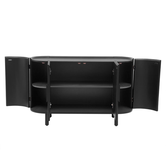 U-Style Curved Design Light Luxury Sideboard With Adjustable Shelves, Suitable For Living Room, Study And Entrance