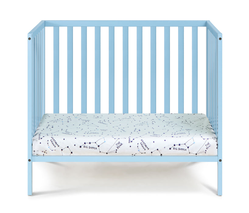 Palmer 3-In-1 Convertible Mini Crib Baby Blue With Mattress Pad