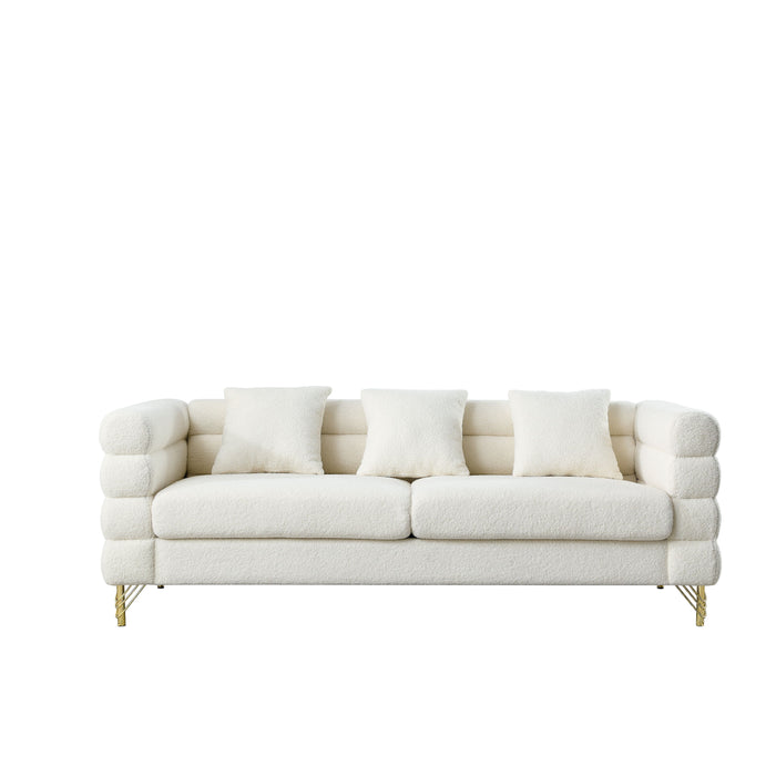 3-Seater + 3-Seater Combination Sofa.White Teddy (Ivory)