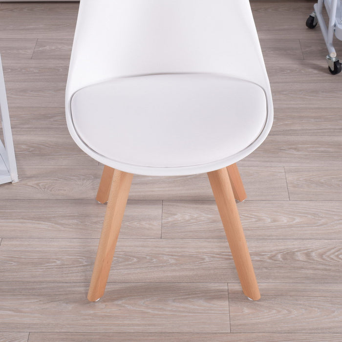 Dining Chairs PU Leather Solid Wood Beech Legs (Set of 4) - White