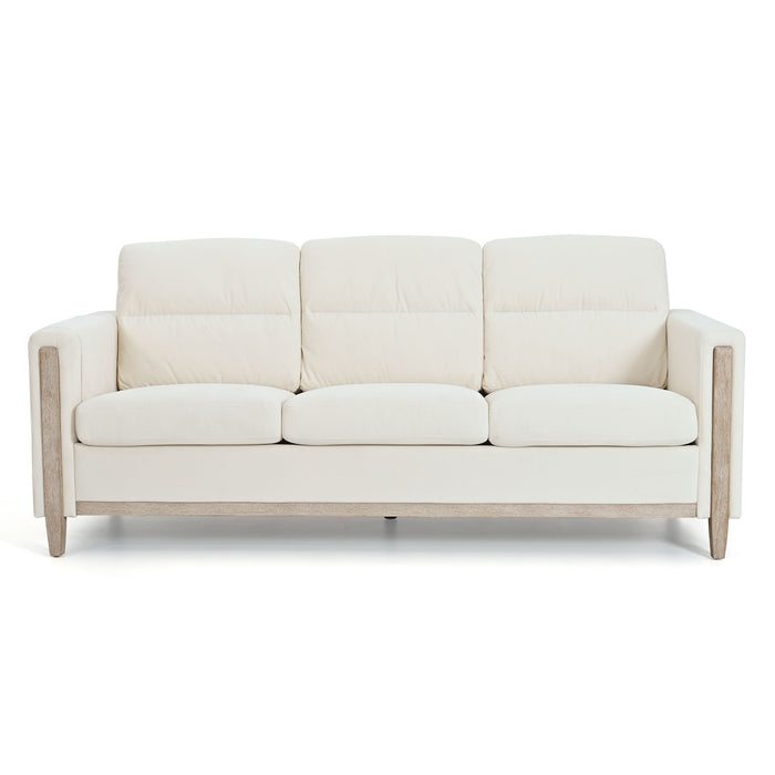 Comfortable Solid Wood Three-Seater Sofa - Soft Cushions, Durable And Long-Lasting - Beige