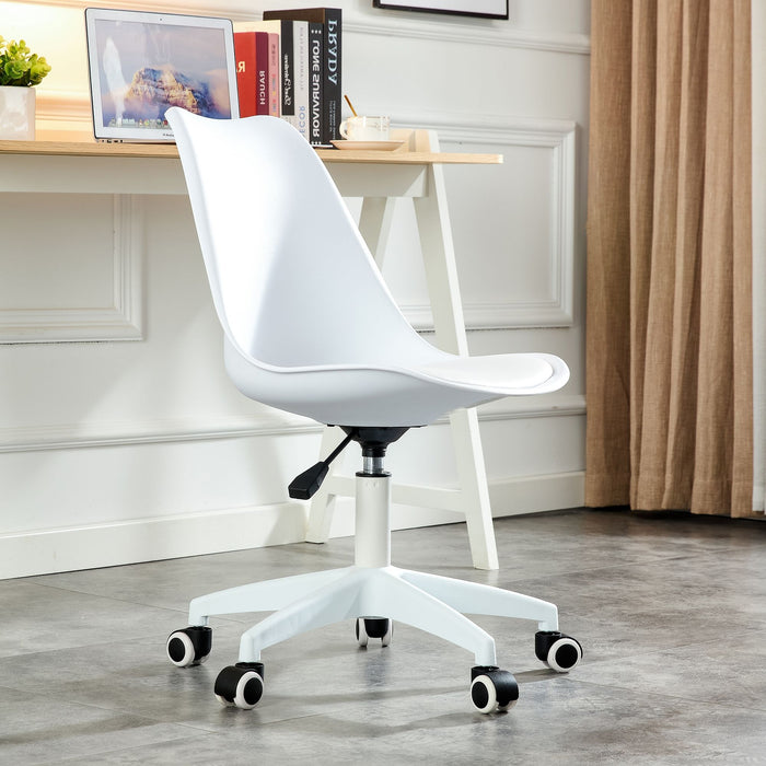 Adjustable Swivel Chair Computer Chair With Wheels - White