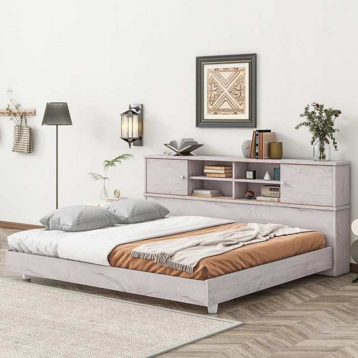 Full Size Daybed Frame With Storage Bookcases, White Oak