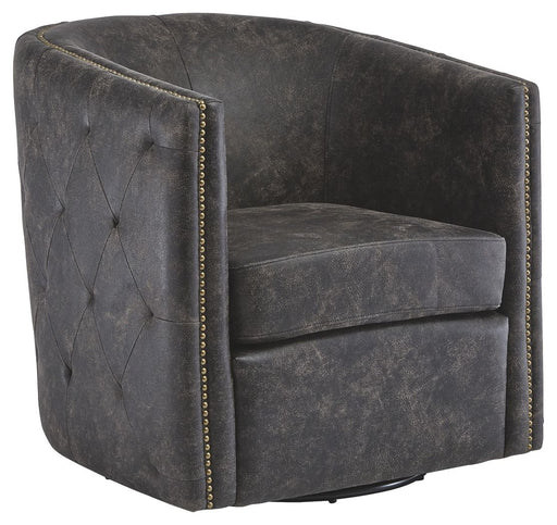 Brentlow - Distressed Black - Swivel Chair Unique Piece Furniture