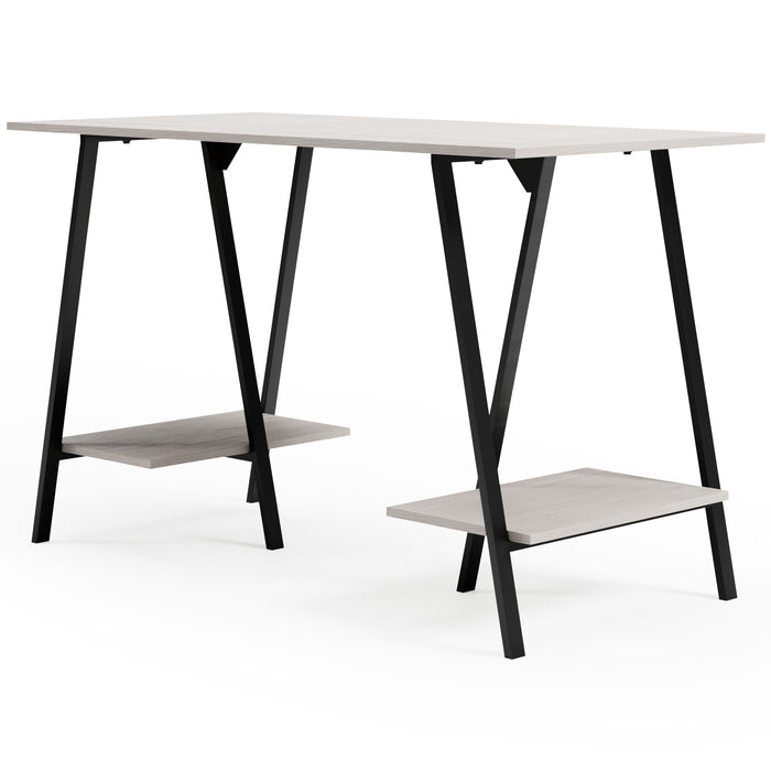 Bayflynn - White / Black - Home Office Desk - 2 Fixed Shelves Unique Piece Furniture