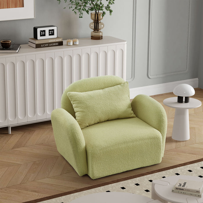 Living Room Furniture Lazy Sofa Chair Teddy Fabric Light Green