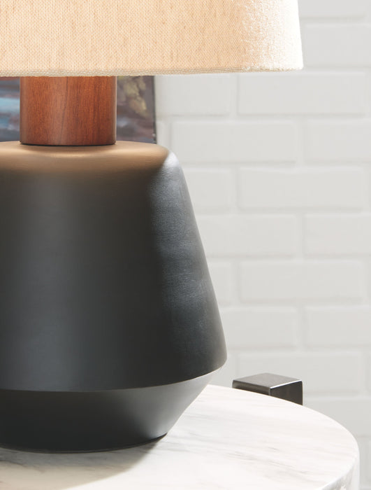 Ancel - Black / Brown - Metal Table Lamp Unique Piece Furniture