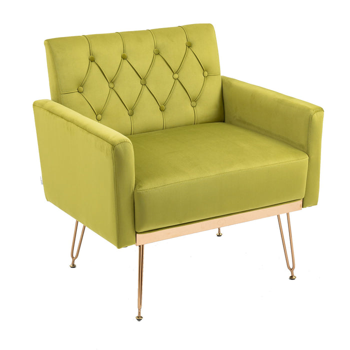 Coolmore Accent Chair, Leisure Single Sofa With Rose Golden Feet - Olive Green