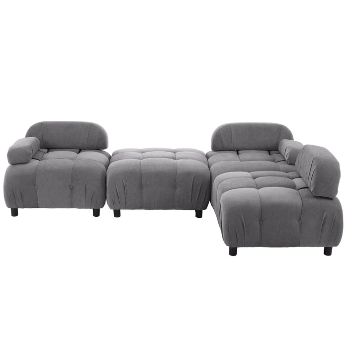 U_Style Upholstery Modular Convertible Sectional Sofa, L Shaped Couch With Reversible Chaise - Grey