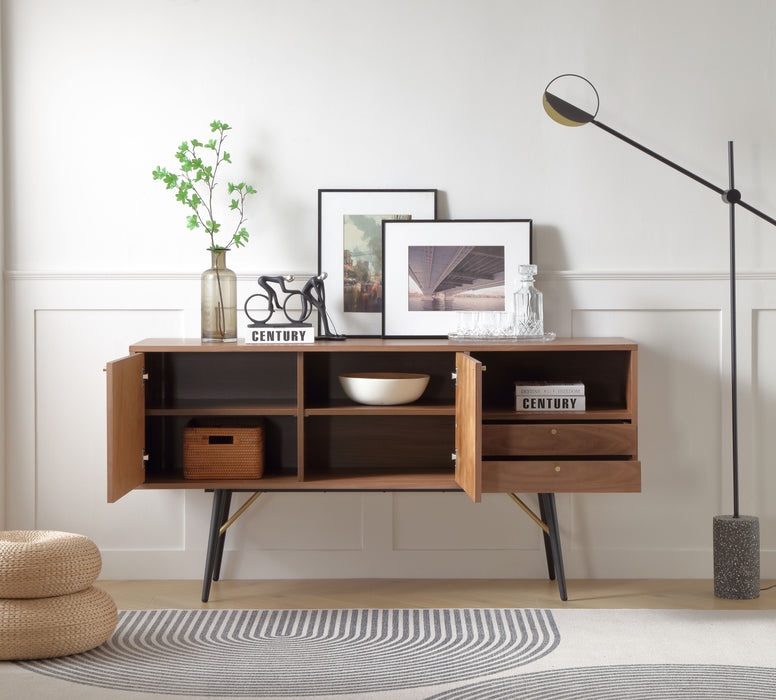Modern TV Stand With 2 Door And 2 Drawers - Walnut