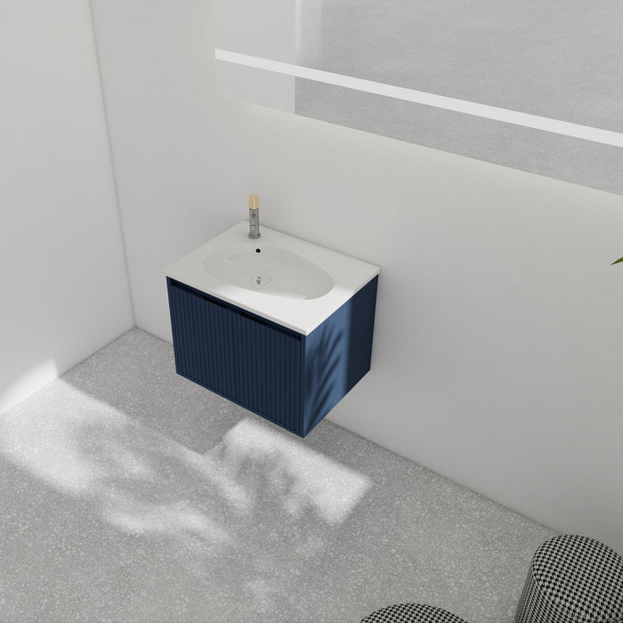 24" Floating Bathroom Vanity With Drop-Shaped Resin Sink