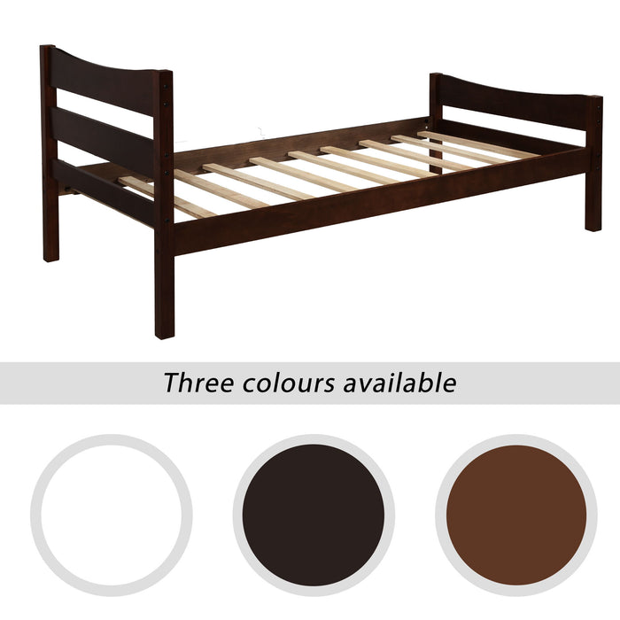 Twin Size Wood Platform Bed With Headboard And Wooden Slat Support (Espresso)