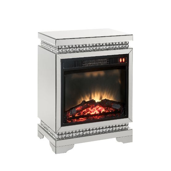 Lotus - Fireplace - Mirrored & Faux Diamonds Unique Piece Furniture