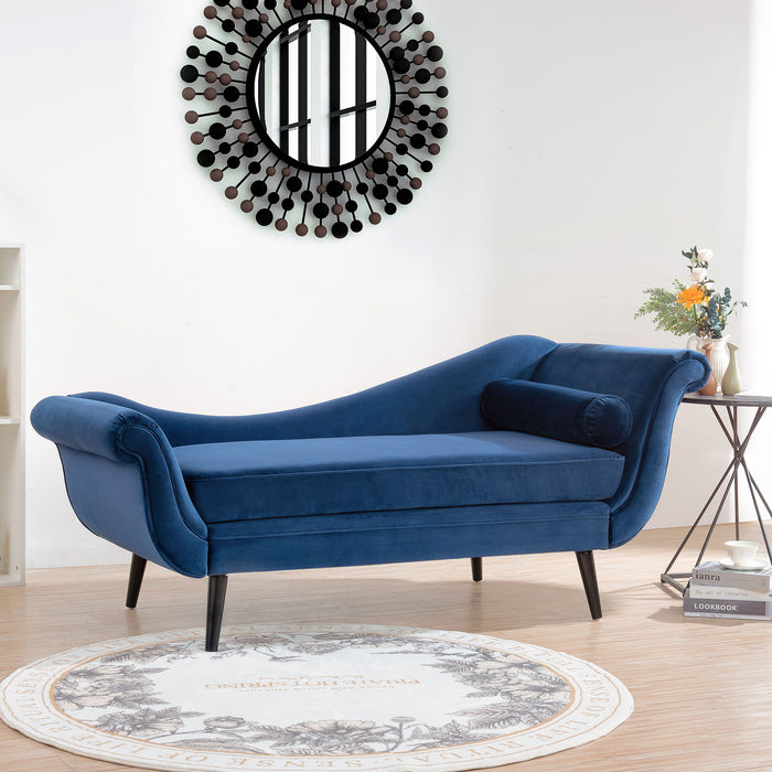 Chaise Lounge With Scroll Arm - Blue