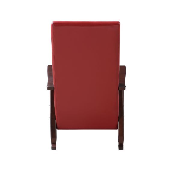 Raina - Rocking Chair - Red PU & Espresso Finish Unique Piece Furniture