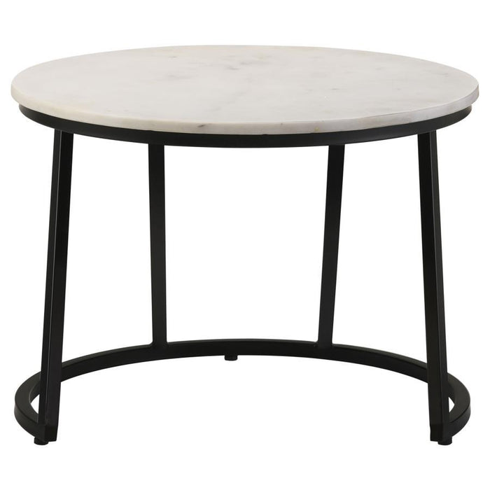 Miguel - Round Accent Table With Marble Top - White And Black Unique Piece Furniture