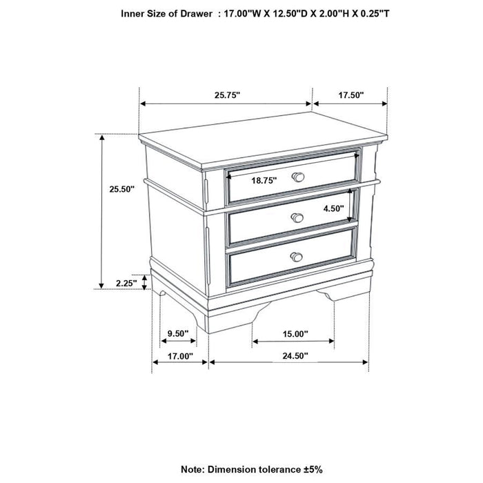 Cambridge - 3-Drawer Rectangular Nightstand - Cappuccino Unique Piece Furniture