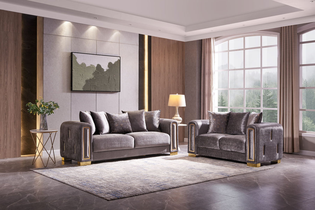 Impreza 2 Pieces Modern Living Room Set In Silver