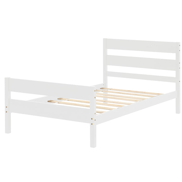 Twin Bed With Headboard And Footboard - White