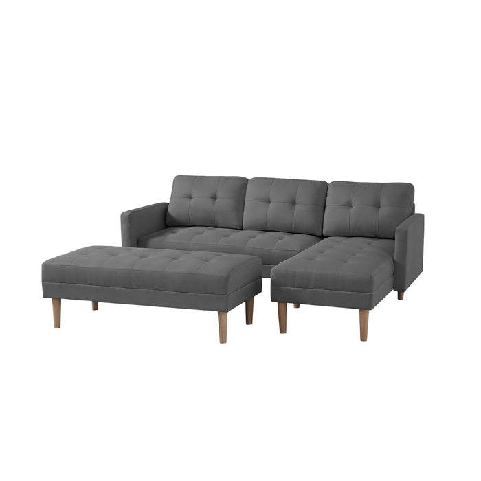 Right Facing Sectional Sofa Bed, L - Shape Sofa Chaise Lounge With Ottoman Bench - Grey