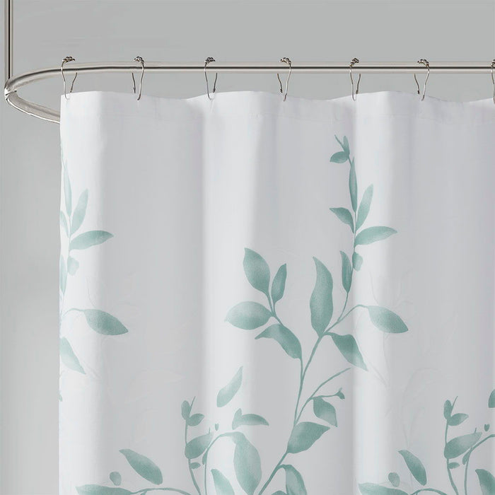 Burnout Printed Shower Curtain - Seafoam