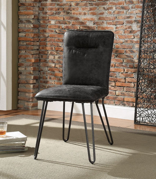 Orchards - Side Chair (Set of 2) - Antique Ebony Top Grain Leather & Antique Black Unique Piece Furniture