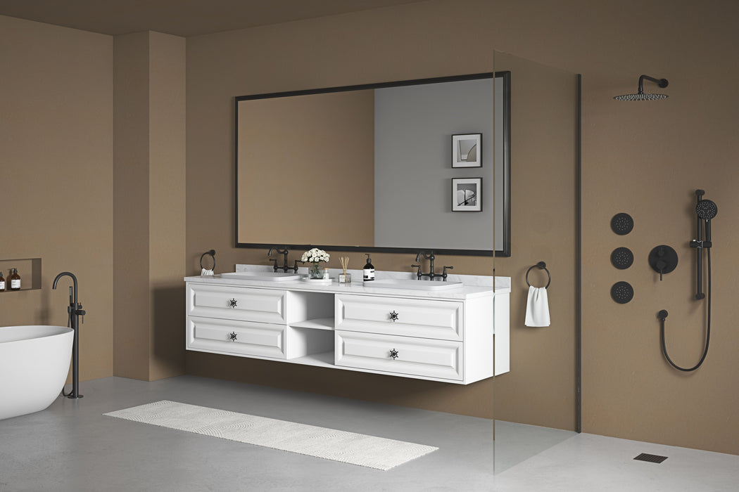 84 Width X 48 Height Metal Framed Bathroom Mirror For Wall, Rectangle Mirror, Hangs Horizontally Or Vertically